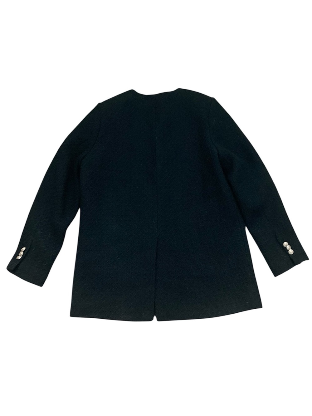 Simons Black Tweed Long Jacket Silver Buttons - Picture 3 of 6
